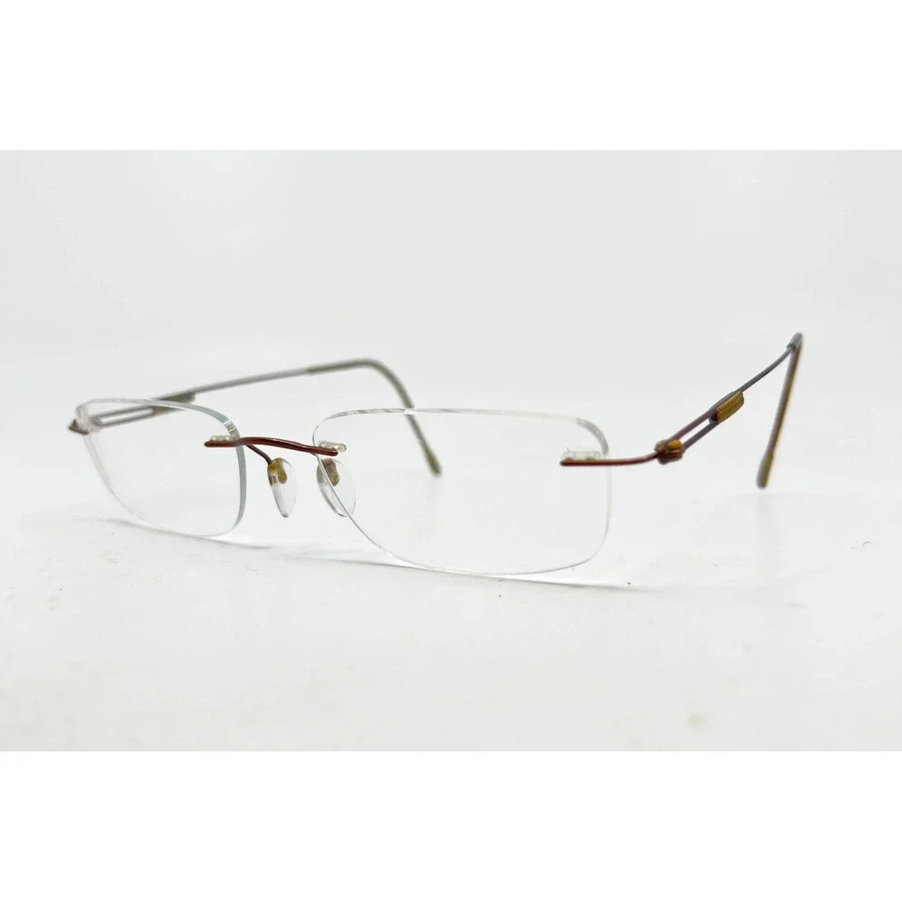 Silhouette Rimless Eyeglasses Frames Brown Titan Minimal Art 28154 Womens
